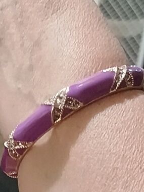 Soho Sterling Silver Purple Enamel Bracelet with Gold-Tone Accents